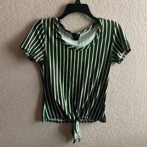 Green striped blouse